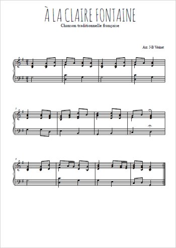 Téléchargez l'arrangement pour piano de la partition de A la Claire Fontaine en PDF